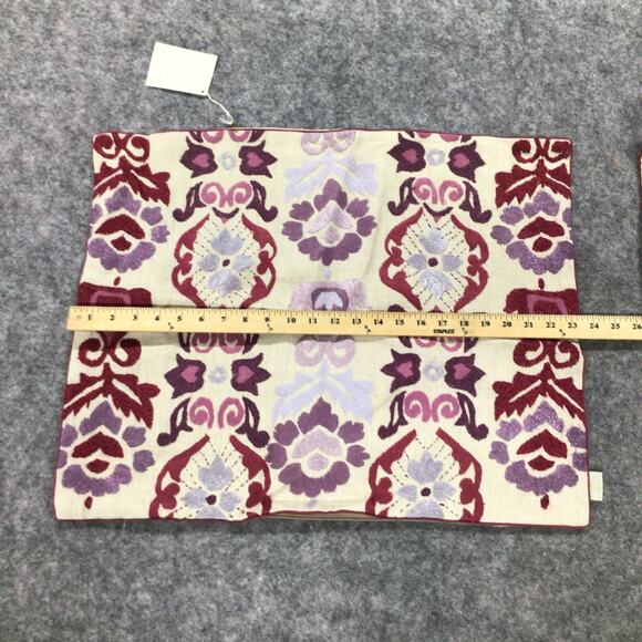 Kuk May Pillow Shams Abstract Purple Embroidered 20 x 20‎ Set Of 2 NWT 24 x 19 - Picture 9 of 12